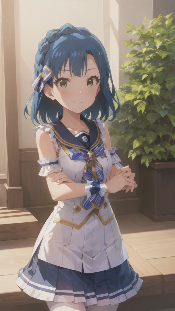 16k,yuriko nanao, (million live), (Highest quality, 8k, masterpiece, Super detailed:1.2), Movie angle,
One girl, alone, skirt, smile, View your viewers, Sailor collar, pleated skirt, Short sleeve, , blush, Seraphim, clavicle, ribbon, Upper Body, Style your hair, Wind, Floating Hair,beautiful face, beautiful eyes,details eyes