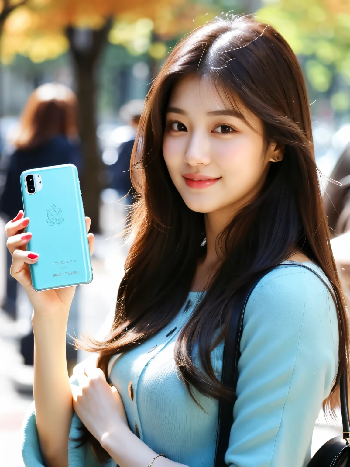 araffe asian woman with long brown hair holding a cell phone, beautiful south korean woman, lee ji-eun, lee ji - eun, gorgeous young korean woman, beautiful young korean woman, heonhwa choe, korean girl, jaeyeon nam, portrait of female korean idol, cute korean actress, park ji-min, wan adorable korean face, bae suzy