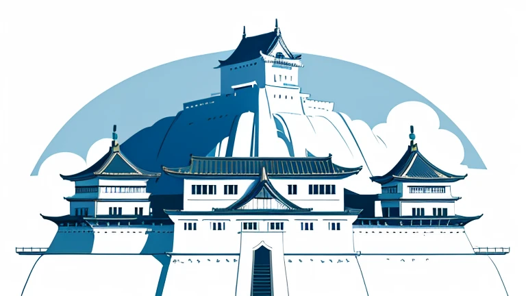 Simple vector logo of Japanese castle. Simple minimal. The background is white.