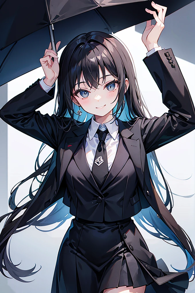 High school girl in a black suit　smile