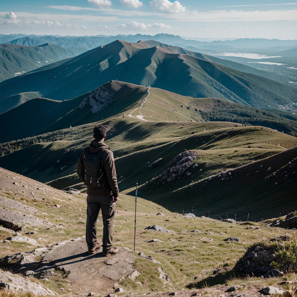 A person standing strong on a mountain top.