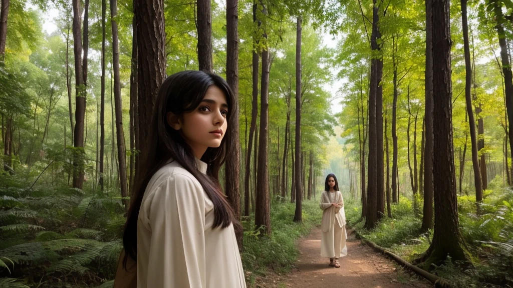 Pakistani girl in woods