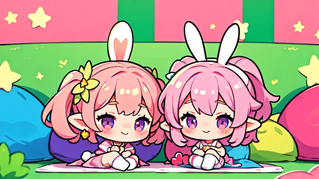 Bunny ears、Chibi Girl Elf、Chill out、Pink pop room、 smile