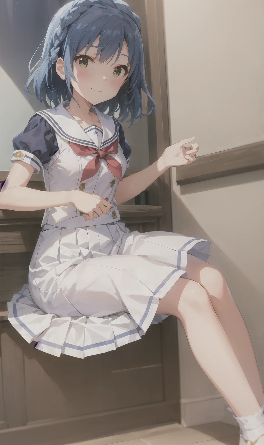 Yuriko did it (A million people live), (Highest quality, 8k, masterpiece, Super detailed:1.2), Movie angle,
Day, 斑点模様のDay光, blue sky, Beautiful Clouds, Cityscape, Lens flare, Shine, Particles of light, Wide Shot,
One girl, alone, skirt, smile, View your viewers, Sailor collar, pleated skirt, Short sleeve, , blush, Seraphim, clavicle, ribbon, Upper Body, Style your hair, Wind, Floating Hair,