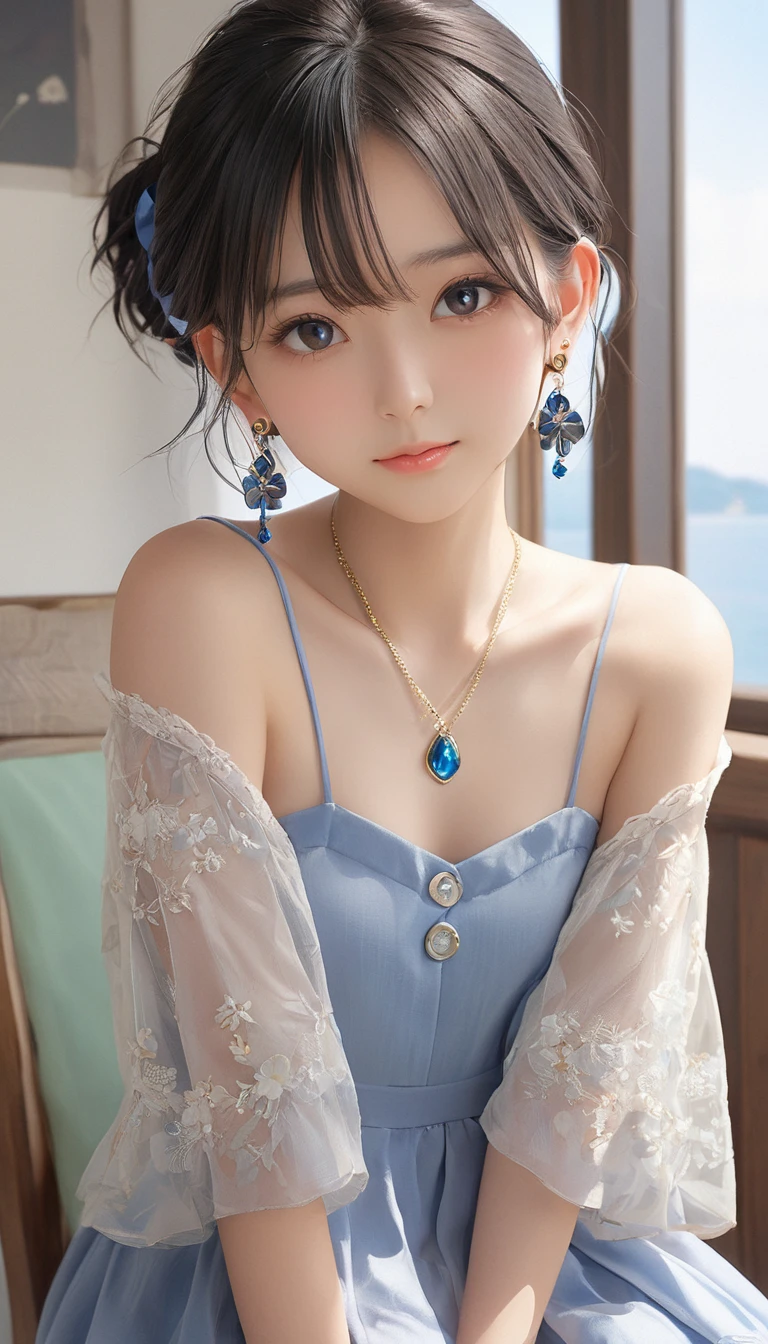 (masterpiece, Highest quality:1.2), One girl, alone,bony body、、Absolute area、Earrings 