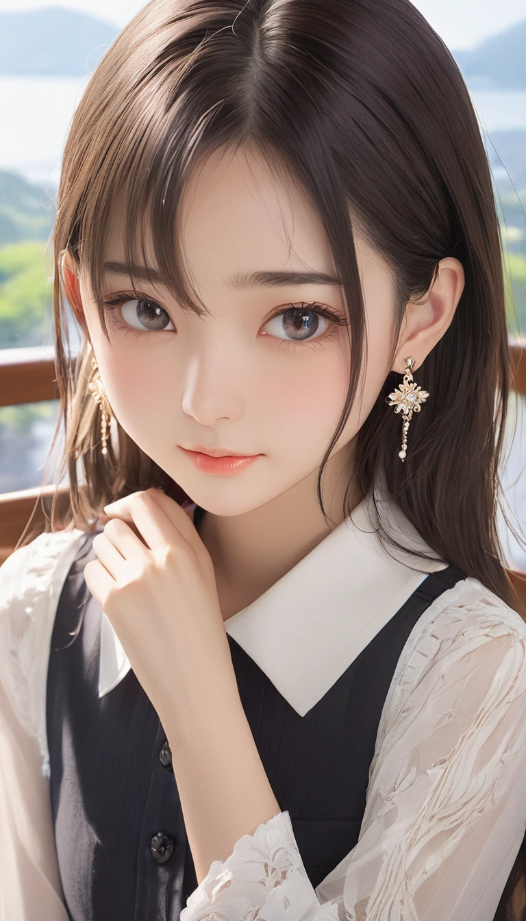 (masterpiece, Highest quality:1.2), One girl, alone,bony body、15 years old、Absolute area、Earrings 