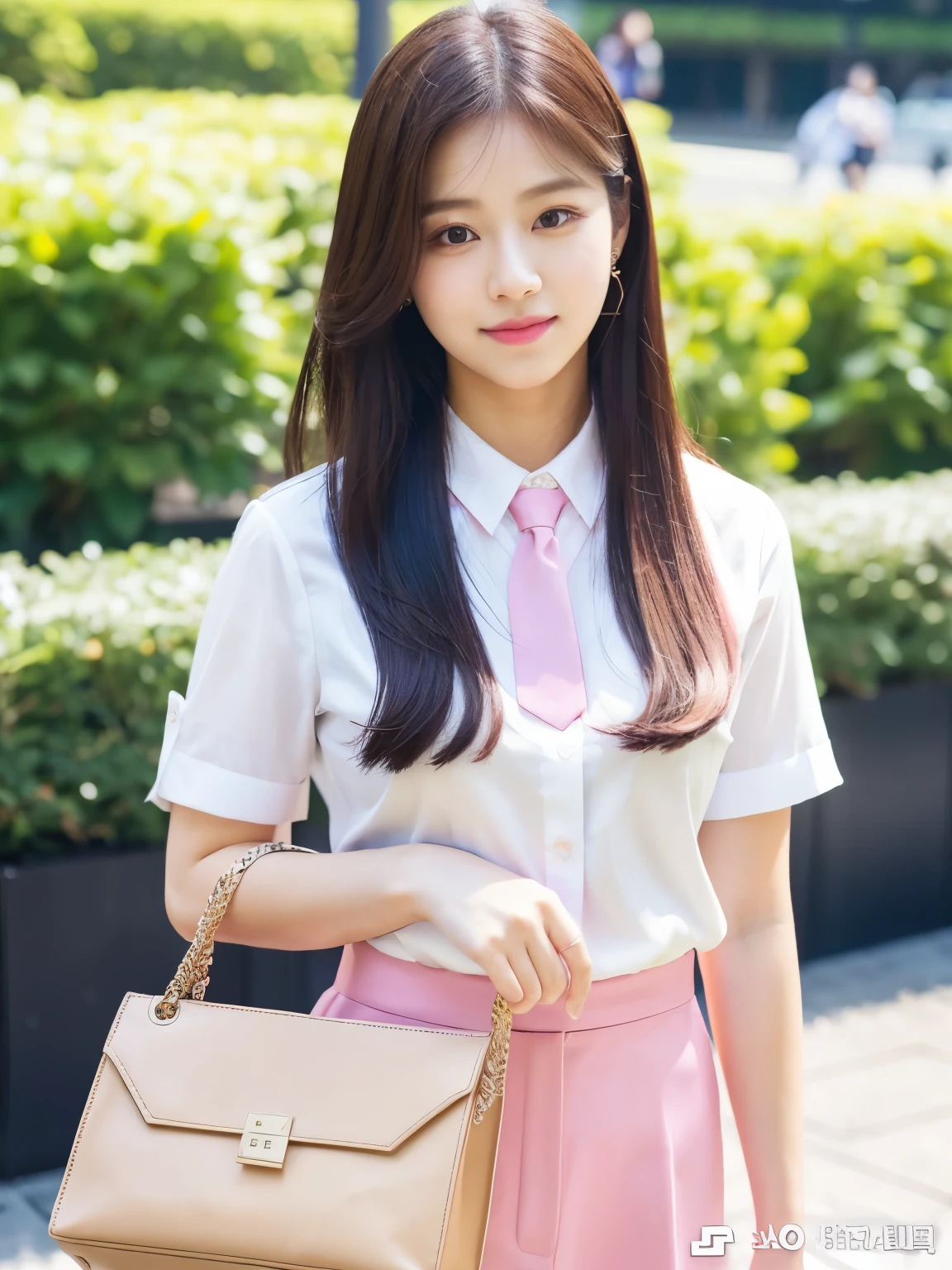 araffe girl in a white shirt and pink tie holding a clear bag, jisoo of blackpink, jisoo from blackpink, portrait jisoo blackpink, jossi of blackpink, jaeyeon nam, tzuyu from twice, kim doyoung, portrait of jossi of blackpink, park ji-min, wan adorable korean face, lalisa manoban of blackpink