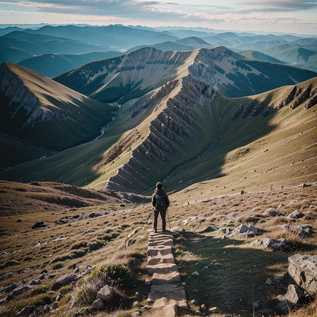 I need a post for Instagram which is related to "A person standing strong on a mountain top" and on image write a heading "Build Resilience" and text "Follow these steps and become more resilient".