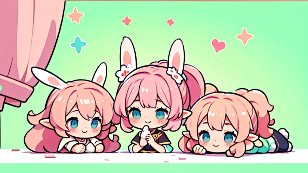 Bunny ears、Chibi Girl Elf、Chill out、Pink and pop room、 smile