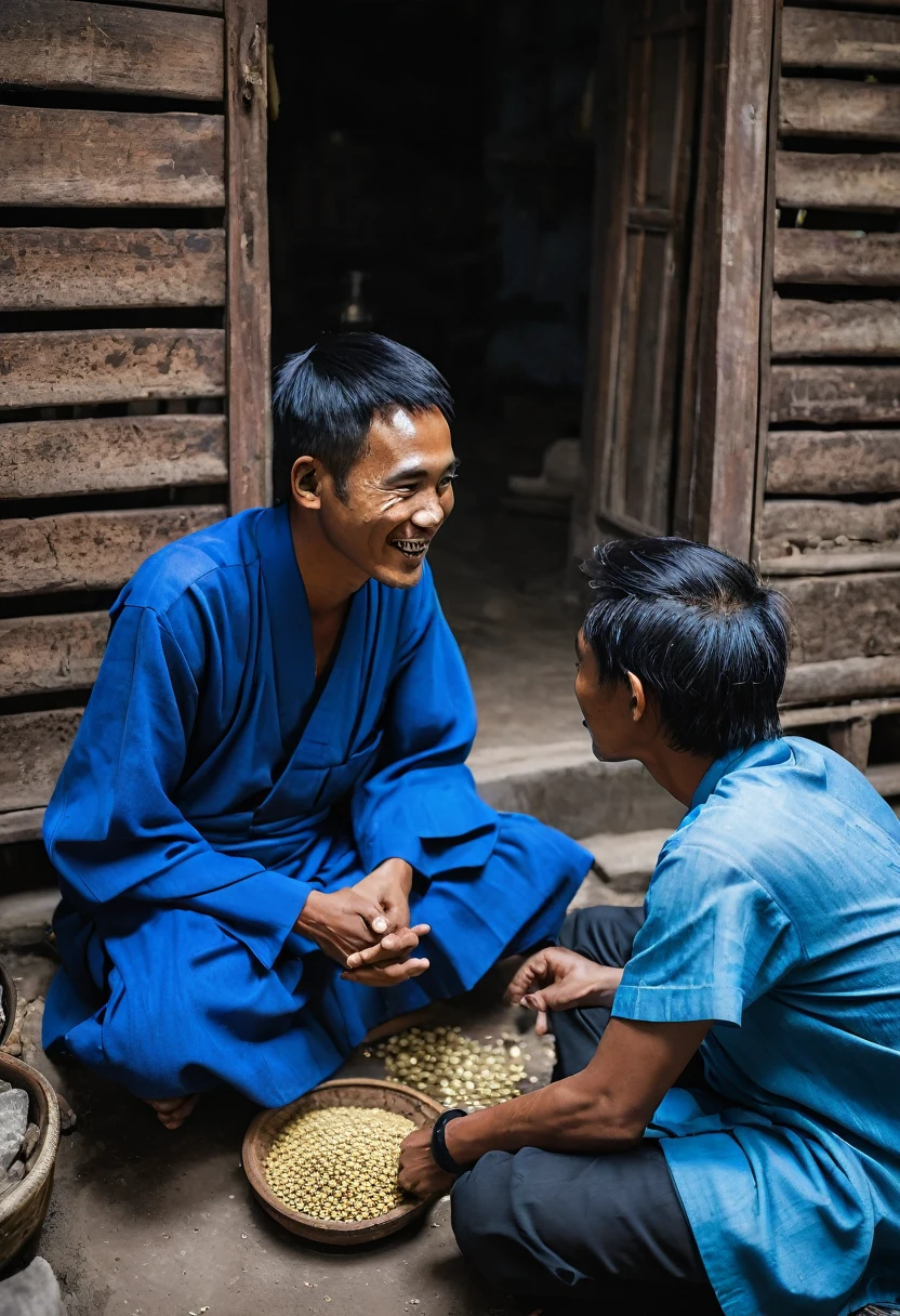 young indonesian man in blue meeting the alchemist who heal his mental pain