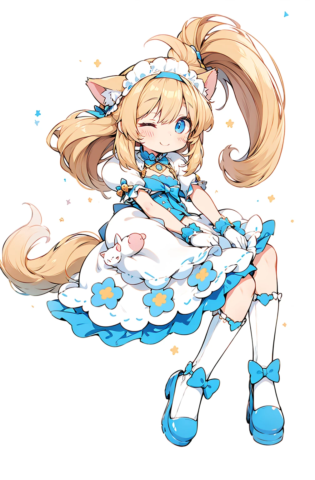 Cute Chibi Smile Cat Ears Sleeping Face Alice Deformation