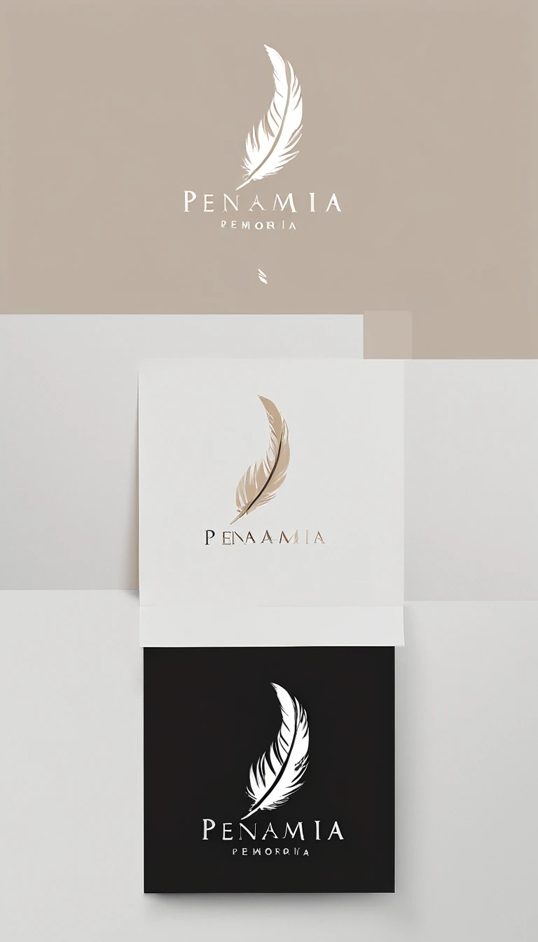 
A minimal, modern, simple, cinematic logo design for the brand “Penamemoria". Create a modern, minimalistic, high-quality, logo of a feather of memories