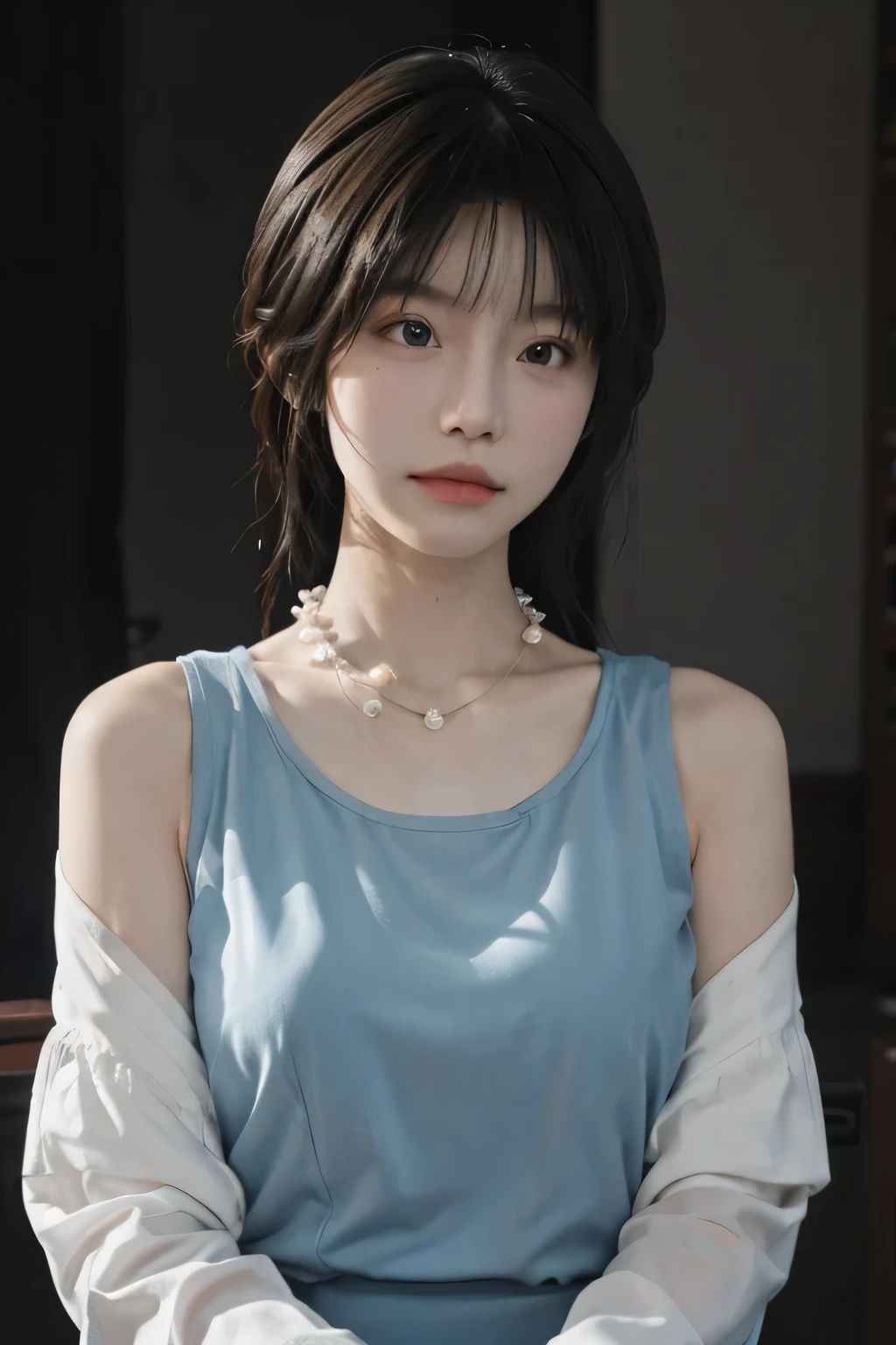 best quality, masterpiece, high resolution, 1 Girl,cheongsam,Hair accessories,necklace, Jewelry,Pretty Face,Above_Body, Tyndall effect,Reality, Dark Studio, Edge lighting, Two-tone lighting,(High Detail Skin:1.2), 8K uhd, Digital SLR Camera, Soft lighting, high quality, Volumetric Lighting, frank, photo, high resolution, 4K, 8K, Bokeh, .Kim Sang-tae, architecture