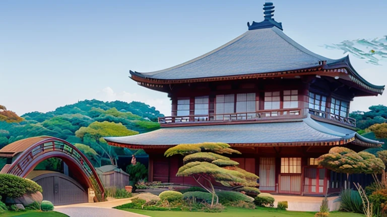 Symbolic Japanese roof、thatched roofs、Tile roof、Old house、Lantern、city