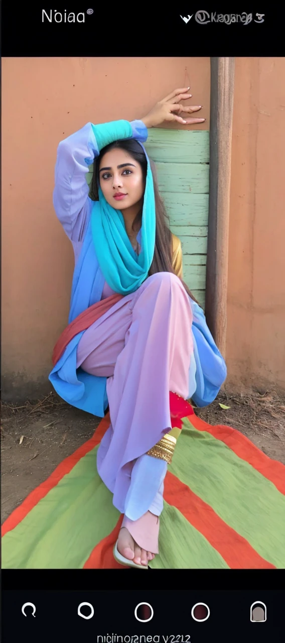 lovely cute young attractive indian girl, brown eyes, gorgeous actress, 25 years old, cute, an Instagram model, long blonde_hair, colorful hair, winter, Indian, wearing salwar-kameez and dupatta