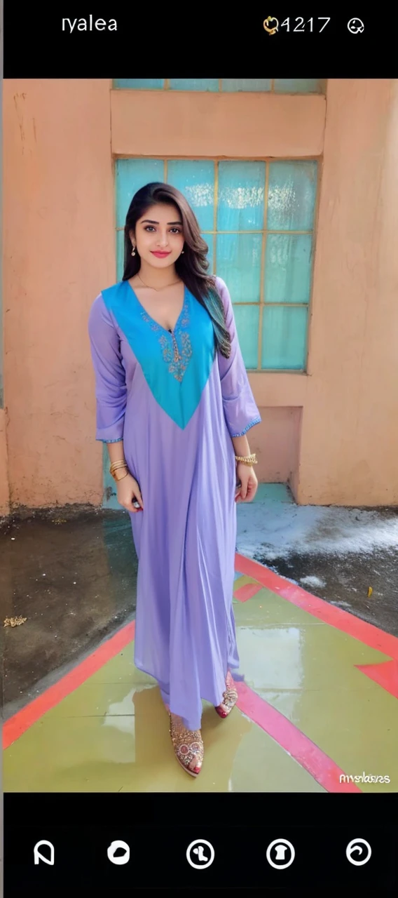 lovely cute young attractive indian girl, brown eyes, gorgeous actress, 25 years old, cute, an Instagram model, long blonde_hair, colorful hair, winter, Indian, wearing salwar-kameez and dupatta