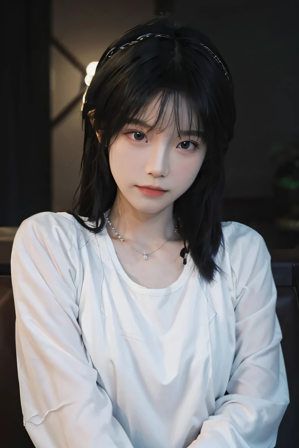 best quality, masterpiece, high resolution, 1 Girl,cheongsam,Hair accessories,necklace, Jewelry,Pretty Face,Above_Body, Tyndall effect,Reality, Dark Studio, Edge lighting, Two-tone lighting,(High Detail Skin:1.2), 8K uhd, Digital SLR Camera, Soft lighting, high quality, Volumetric Lighting, frank, photo, high resolution, 4K, 8K, Bokeh,  .Kim Sang-tae,  architecture