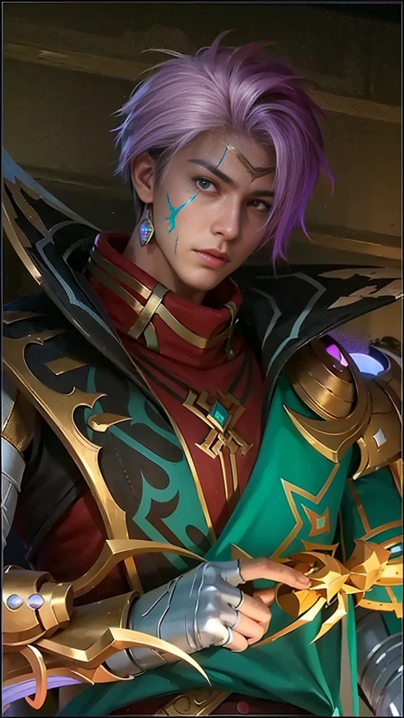 Handsome boy, best quality, photo, 4k,looking at viewer,full body,wear platinum armor,