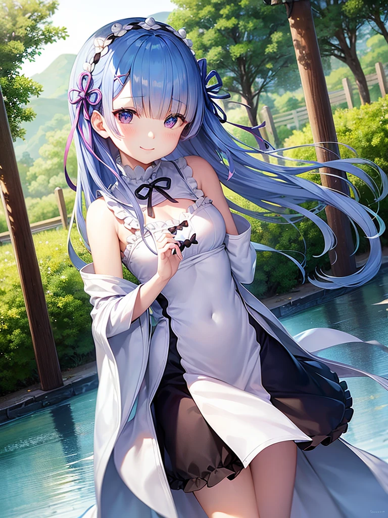 Re:Zero、Rem、Gentle smile、The right eye is hidden、Long bangs、