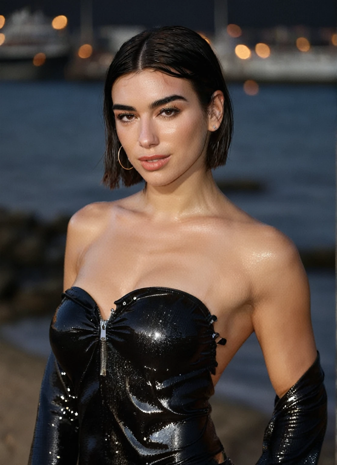  high quality  Erotic portrait   photo ,  (gorgeous celebrity , woman, DuaLipa, dua lipa, duxlipa, female, singer, cute, vacation  side background , wet atmospheric , random click, random move photograph  , photorealistic , celebrity , woman ) sunbathing , topless , shiny breast ,shiny sweaty skin , sexualized move, erotic angles, sweaty  flat breas,t celebrity erotic photograph  , fit muscular figure , shiny sweaty skin, hollywood actress , fleshy muscular woman  , ( photorealistic natural lights, depth of field, detailed face , insanely detailed skin texture, hyper detailed features )