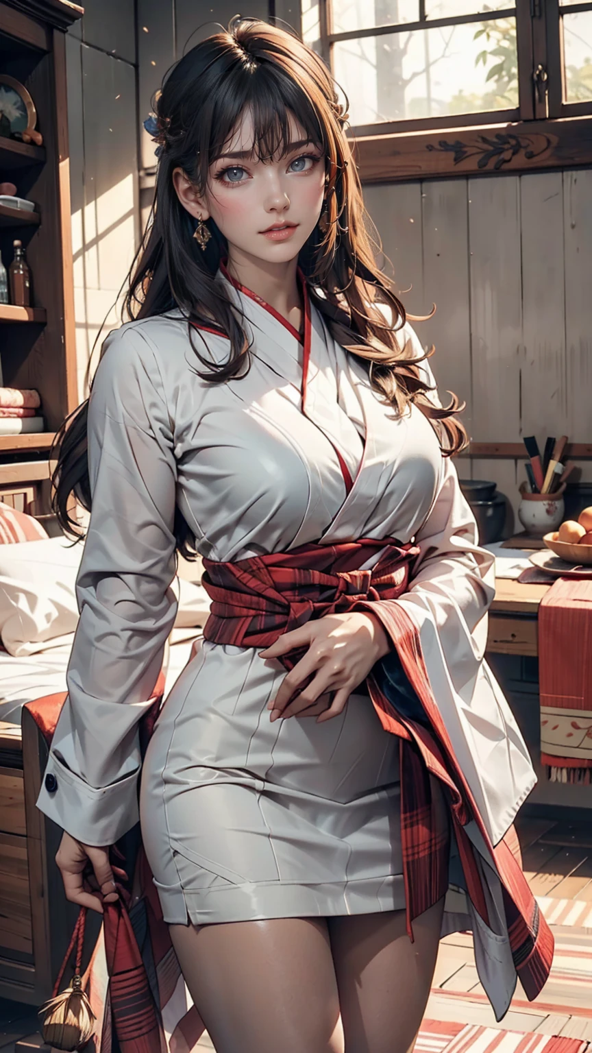 masterpiece, Highest quality, eyeliner, eye shadow, View your viewers, Curvy, (Full Body Shot) of (Dorino Bodies d15:0.8) wear (パーティー用of服:1.2), 1人of女of子, alone, Long Hair, soft breasts, Grin, No sleeve, bangs, blush, 衣服of切り抜き, Long Hair, Glowing Skin, 広場of屋外席, Cloudy, Upper Body, Very detailed, figure, 