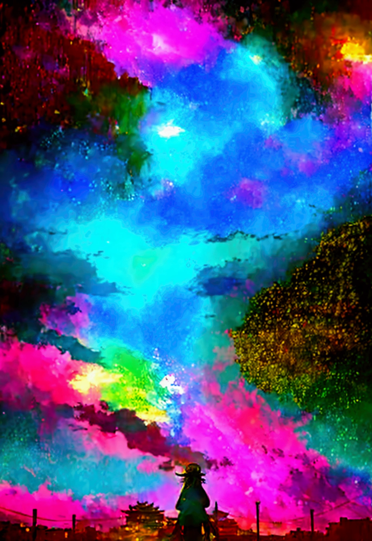 A linear motor car running on rainbow-colored tracks,colorful,beautiful flower,wonderful景色,Utopia,An atmosphere full of dreams and hope,masterpiece.16K, Ultra-high resolution, Ultra-high resolution, to be born,wonderful ,future、Iridescent、The world 30 years from now。
