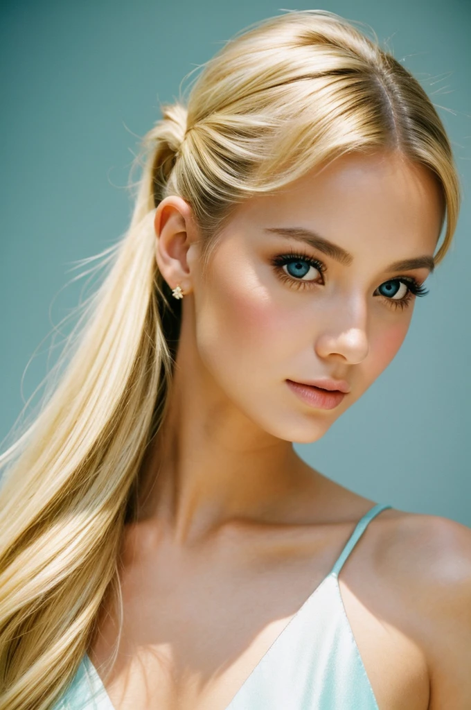 Blonde Blonde Hair Ponytail Hair Set Celebrity Party、The most beautiful woman in a bright space Wearing a dress Party Dresses Cosmetic Beauty Beauty Beautiful woman young woman Beauty Film Stock Photos ,4. Kodak Portra 400 ,Camera F1.6 Lenses ,,Hyper-realistic ,Realistic texture, Dramatic Lighting , Cinestill 800,Beautiful womanの高精細RAW写真繊細 スタジオライトyoung woman High Resolution Studio Light Studio Light Caucasian French Italian Ukrainian Swiss