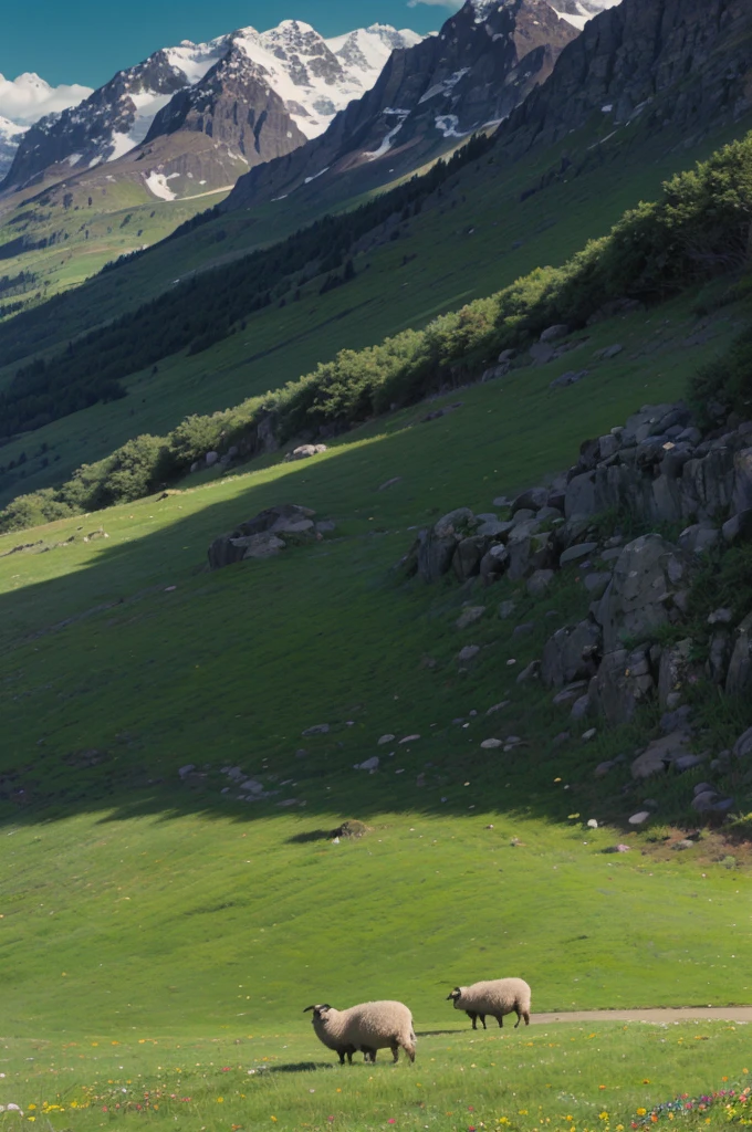 grassland,Two sheep,Big scene,Fresh,photography,Half the sky
