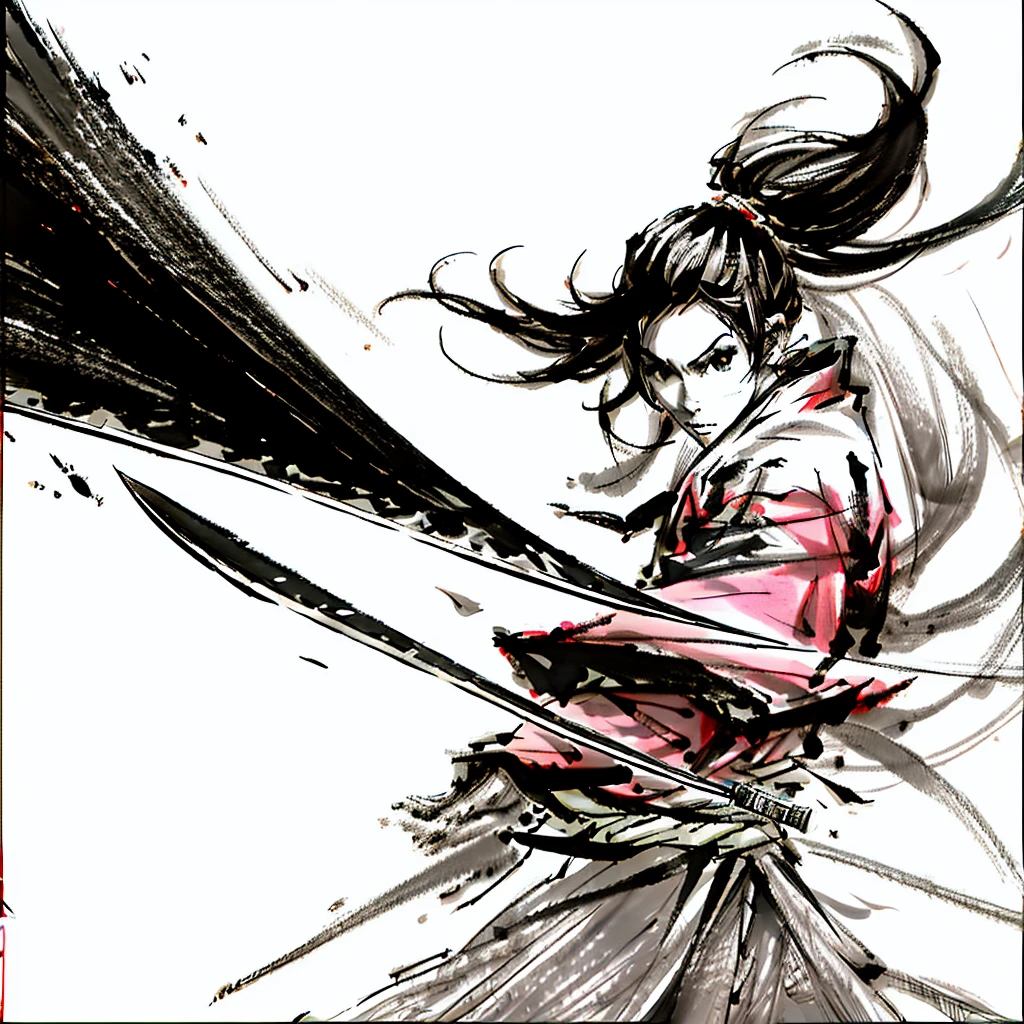 samurai,upper stance,Japanese sword,master piece,highest quality,ultra high resolution,Super detailed,8K