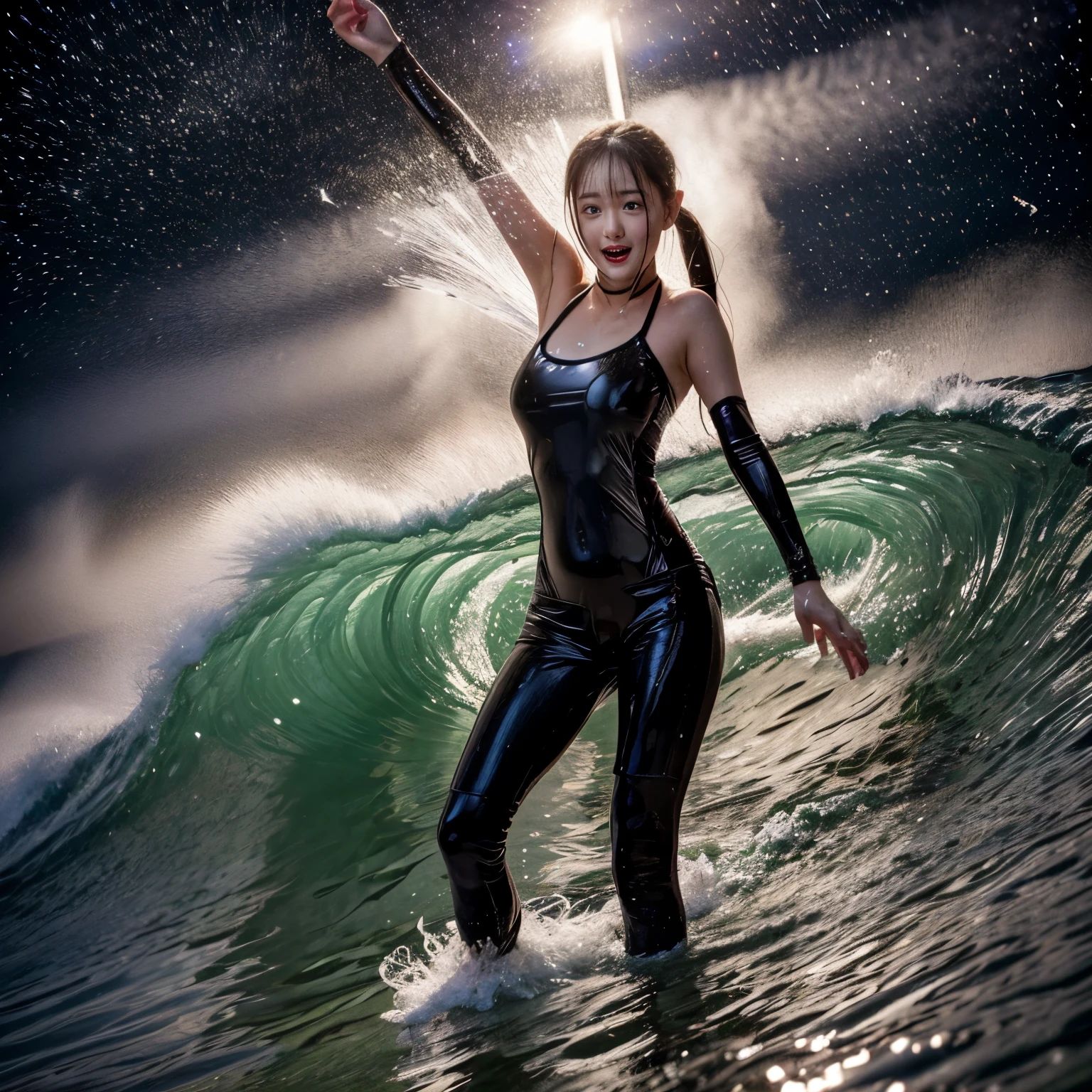 (ZoomedOut:1.28, Wide-shot) ZoomLayer (Epic photo of surfer magazine:1.37). (Full of Water, Everything Wetted:1.4) WetHair (extremely detailed Cute Girl in RED)(SparklingHighlights:1.28), Dynamic Joyful Expressions LifeLike Rendering (ManoErina:1.0) . Overflowing Gigantic Sideboob (Clearly Visible Beautiful Breast to Buttocks Line) Tiny and Roundly Butt, Detailed wet clothing texture, (Sloppy Surfboard:-1.2) Riding on waves, Sparkling water, TyndallEffect(Starry Water Particles:1.32), Whole Body proportions and all limbs are anatomically accurate