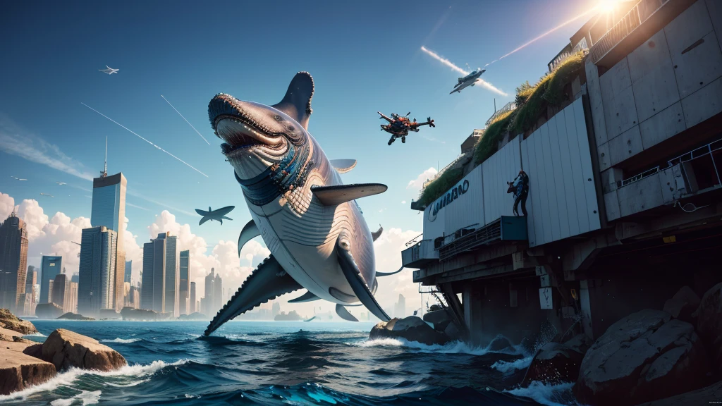 highres, shadows, absurdres, best_quality, ultra_detailed, 8k, extremely_clear, photograph, beautiful, sharp focus, hdr,
underwater, giant whale, fantastic location, dream, flying, underwater cyberpunk city