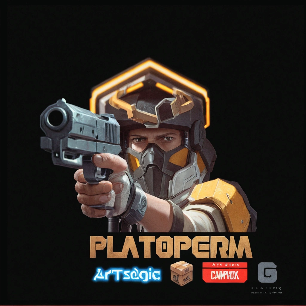 a close up of a person holding a gun with a box in the background, plataform game, artstation masterpiece, album art, paid artwork, art cover, plataform 2 d game, official artwork, scifi platform, platformer, Artstation, artstation. c 11.0, box art, featured in artstation, artstation trending