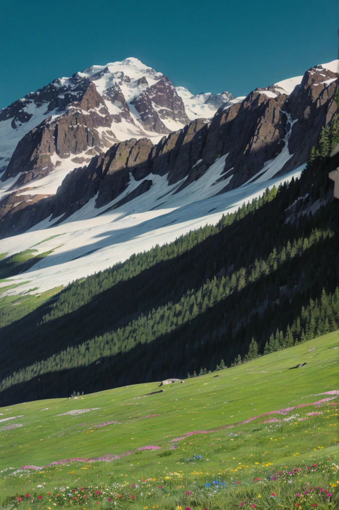 grassland,Snow Mountain,Blue sky,Fresh,photography