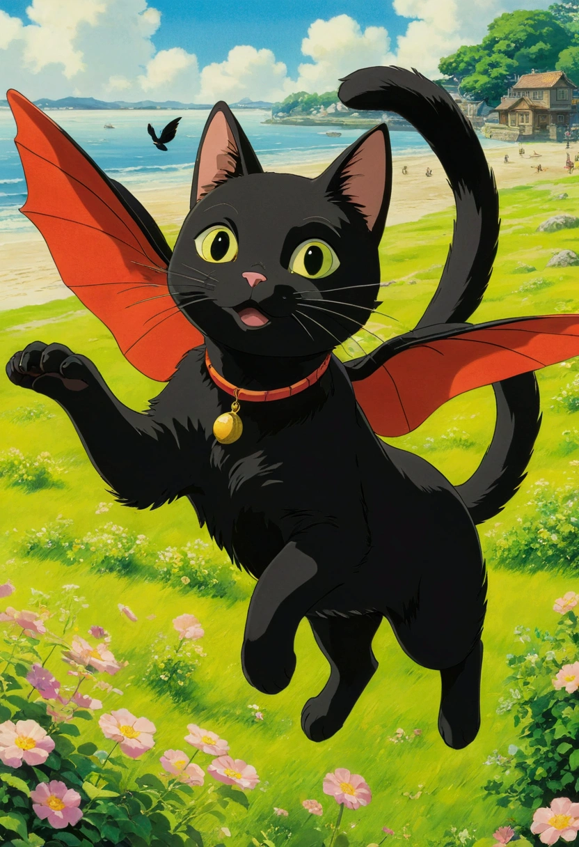 Ghibli summer Flying black cat