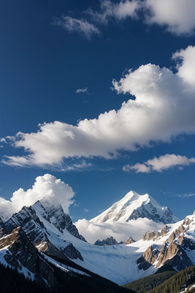 Snow Mountain，Sky，White Cloud，Wilderness