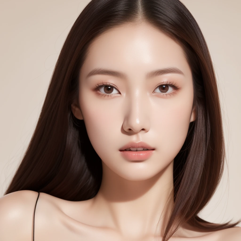 Featuring confident and radiant women、Generate AI Art Inspired by Korean Cosmetics Advertising。Displayed up to chest level、Her perfect skin、Lively makeup、Focus on fashionable hairstyles、Capturing the essence of K-beauty。Isolated on natural white background、Reflecting beauty and fashion trends、Alafed Asian Woman, Look at me diagonally、photoshoot for skincare brand, milky skin, shiny soft skin, clean face and body skin, wlop glossy skin, fanart, eora, Foamy skin, beauty campaign, Official Product Pictures, portrait shot, yangjun chen, Beautiful face in red tones, Ethereal skin, Diagonal, Beautiful black hair