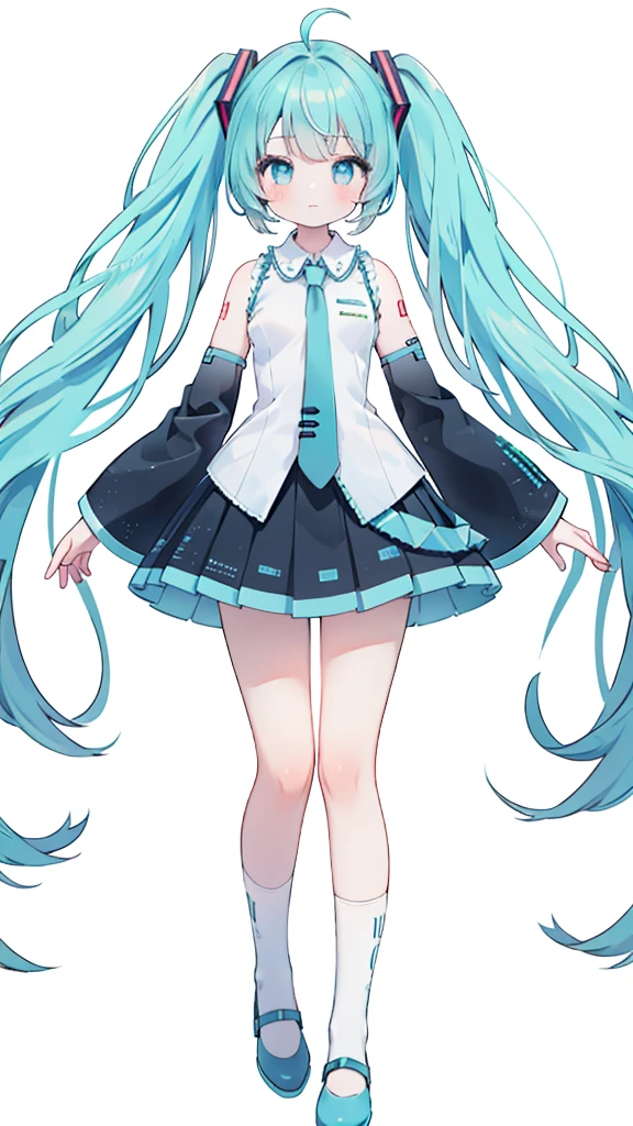 1girl,hatsune miku, detailed facial features, beautiful detailed eyes, beautiful detailed lips, long eyelashes, intricate hair futuristic,digital art, 8k, high resolution, photorealistic, masterpiece,,looking at viewer, high-definition,masterpiece,best quality,white simple background,masterpiece, best quality, high resolution, aabeta, double, standing while posing peace, slim waist, cute, (PastelColors: 1.3), color white background, plain
