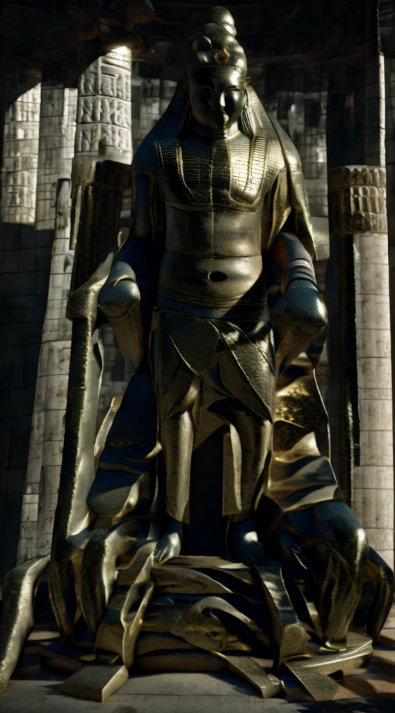 Ancient China, Temple, (Mysterious Black Mist), Journey to the West, Judge, Elder, Glazed Tiles, Buddha Statues, Lanterns, Absurdity, Realistic Lighting, (Abyss) Masterpiece, High Quality, Exquisite Graphics, High Detail, Undersea, Water Prison, Male, Snake Spirit  