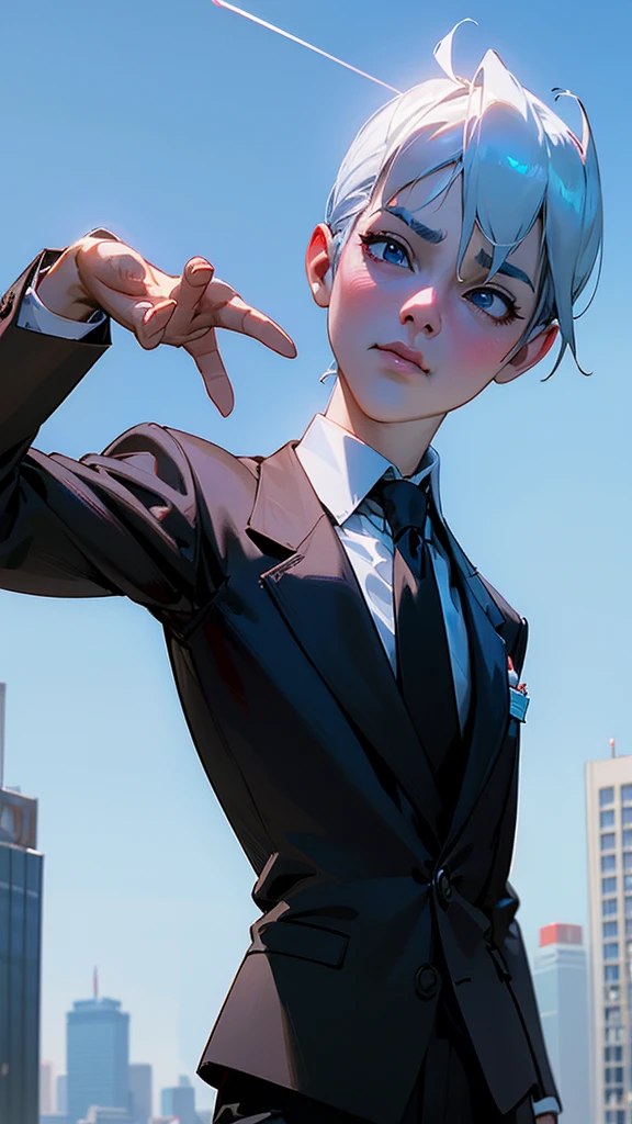 Output
a close up of a person in a suit and tie, deadpool, blue sky background, still frame from a movie, long neck, realistic fortnite, reaching towards the heavens, flat image, pure face, background removed, animated, very clear image, assembled, 3d characters, -ar 16:9, pure white background, (31, derpy
