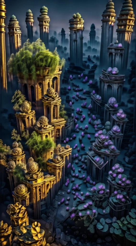 Ancient China, Temple, (Mysterious Black Mist), Journey to the West, Judge, Elder, Glazed Tiles, Buddha Statues, Lanterns, Absurdity, Realistic Lighting, (Abyss) Masterpiece, High Quality, Exquisite Graphics, High Detail, Undersea, Water Prison, Male, Snake Spirit
