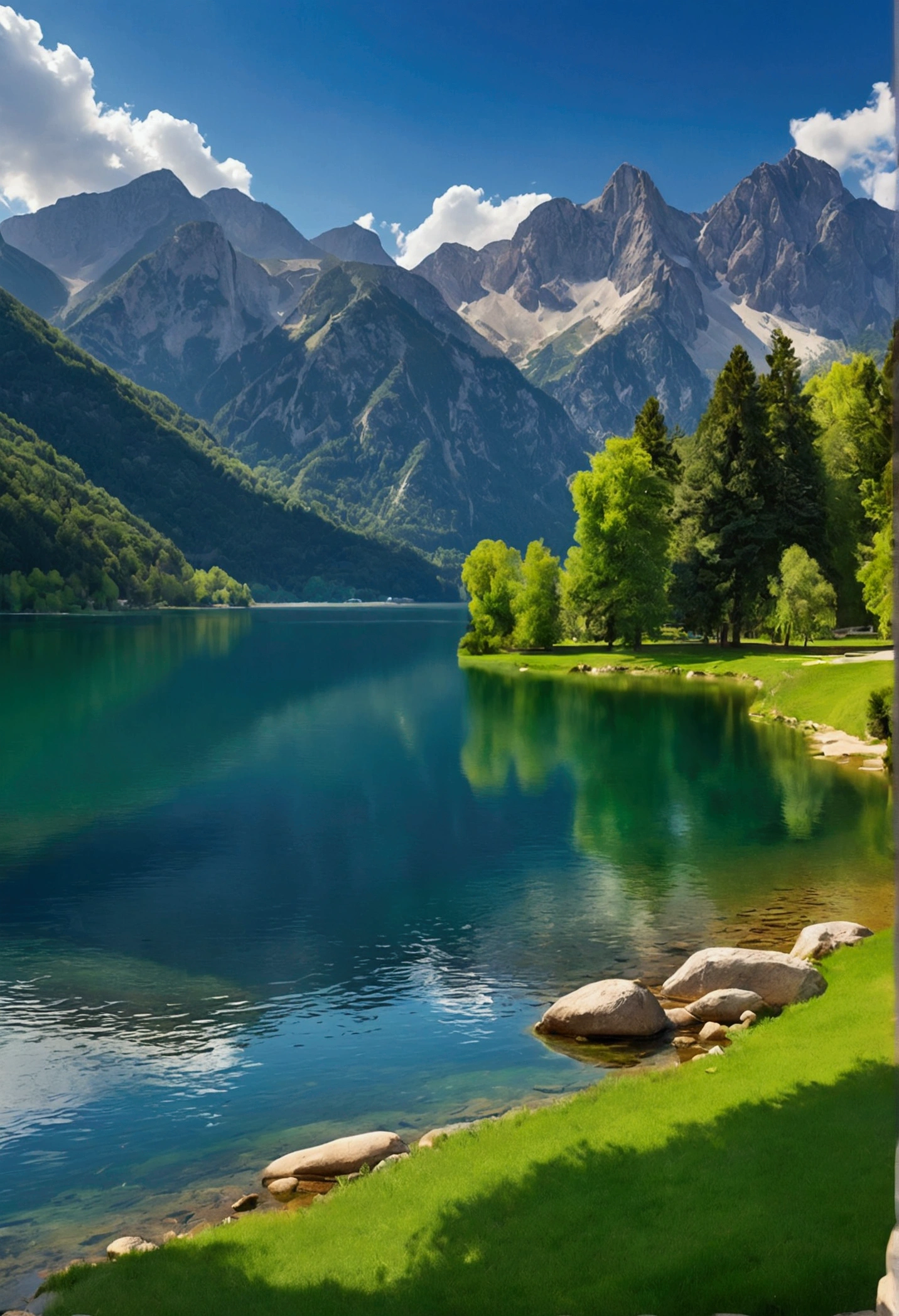 (best quality,4K,8K,high resolution,masterpiece:1.2),Extremely detailed,(Practical,photoPractical,photo-Practical:1.37),Beautiful description of the lake, Mountains, and the view, Peaceful atmosphere, Tranquil composition, Vibrant colors, Vivid brushstrokes, Detailed texture, Practical portrayal of water reflections, Stunning scenery, Picturesque scenery, Magnificent panorama, Amazing Art, A harmonious blend of light and shadow, Natural Beauty, Peaceful environment, Fascinating artwork, Superb craftsmanship, Delicate depiction of nature, Stunning scenery, graceful brushstrokes, The attention to detail is incredible, Fascinating composition, Practical representation of Mountains, Clear lake water, Lush greenery, breeze, Soft sunlight, color palette, Peaceful atmosphere, invites exploration, Evokes a feeling of calm and tranquility, Immerse yourself in the beauty of nature.