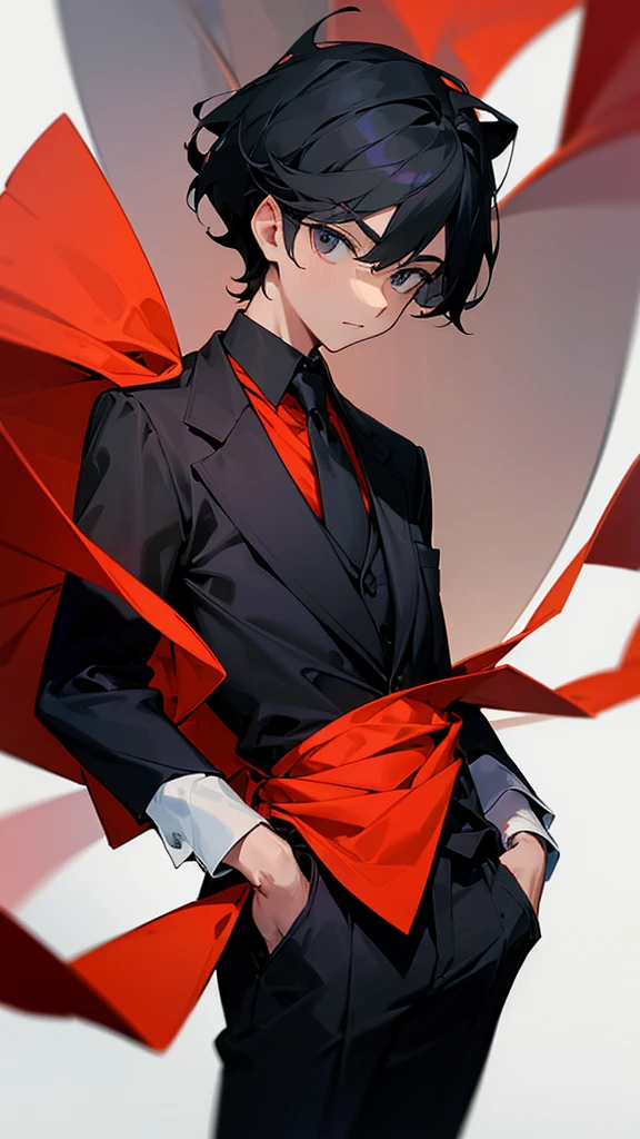 A man who is stand in black coloured suit and folder is hand and looking little bit upward he had a red coloured handkerchief in his pocket and pasighat in his lower hand