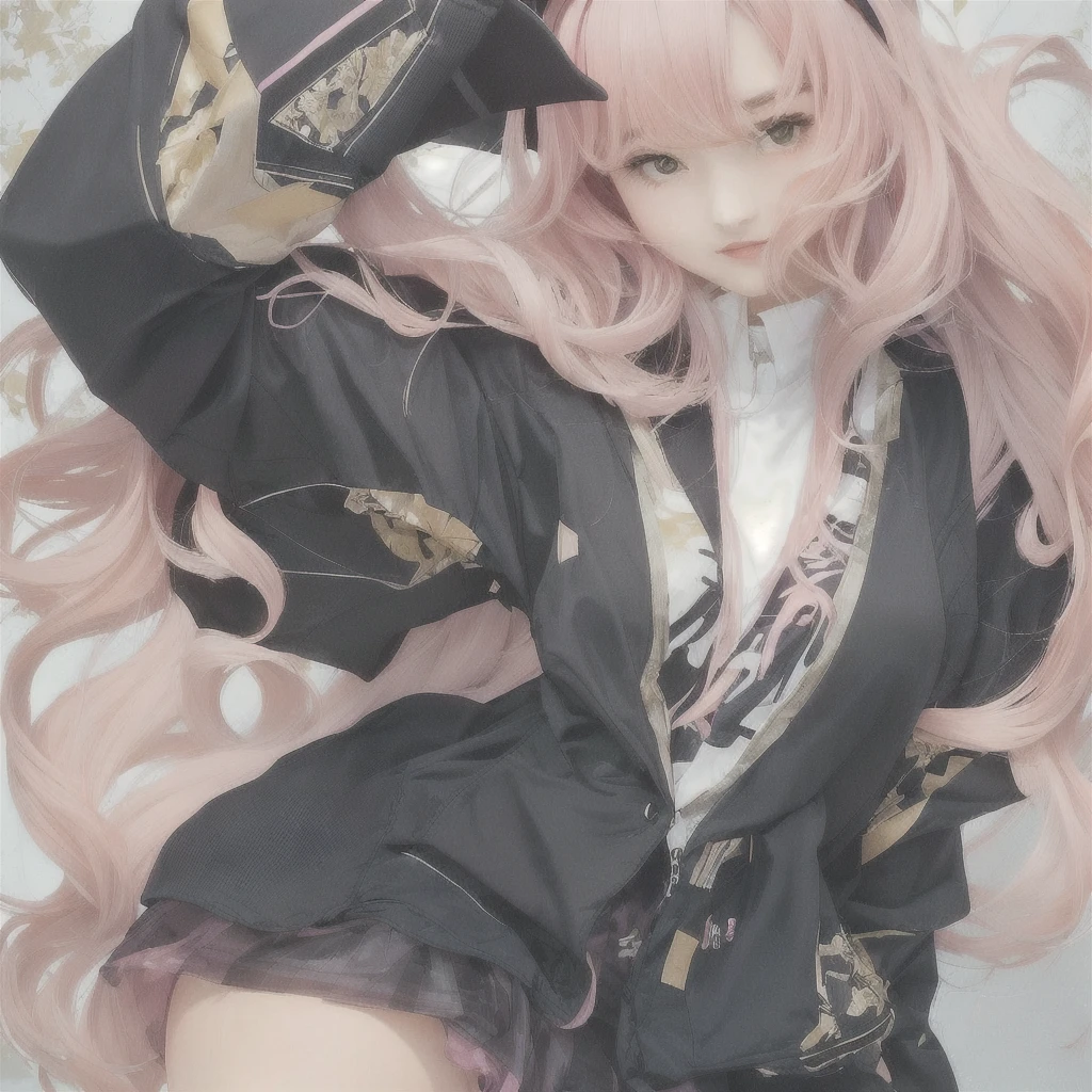 Anime girl with pink hair and black hat and black jacket, from Girls' Frontline, Zerochan Art, Girls' Frontline style, Fine details. Girls' Frontline, Best anime 4k konachan wallpaper, Gwaiz on pixiv artstation, Gwaiz, artstation pixivでトレンド, pixiv style, Gwaiz on artstation pixiv
