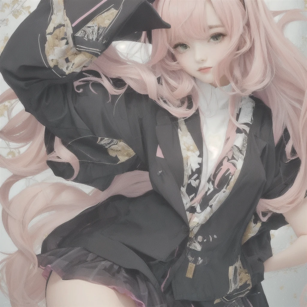 Anime girl with pink hair and black hat and black jacket, from Girls' Frontline, Zerochan Art, Girls' Frontline style, Fine details. Girls' Frontline, Best anime 4k konachan wallpaper, Gwaiz on pixiv artstation, Gwaiz, artstation pixivでトレンド, pixiv style, Gwaiz on artstation pixiv