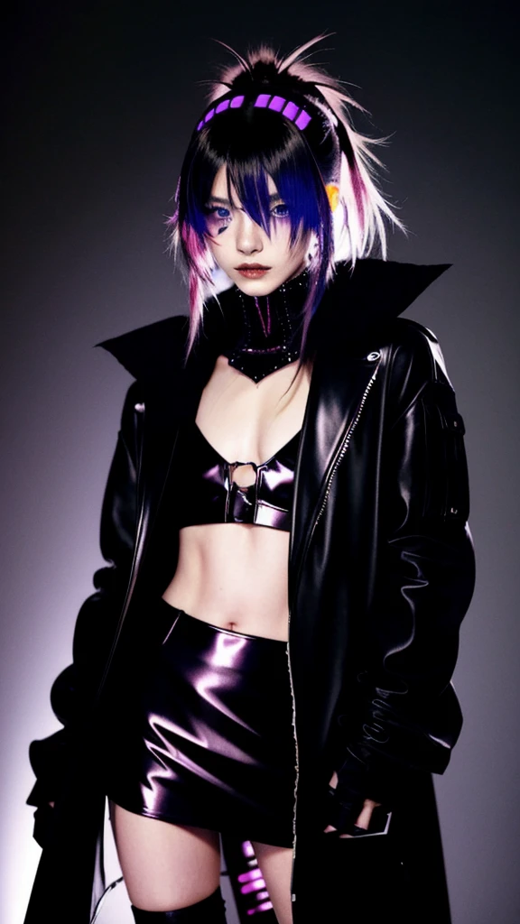 フェイスペイントをしたサイボーグのBeauty, whole body, cyber punk, Fashion Model, Beauty, Francis Bacon's painting style