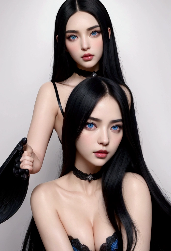 Beautiful girl looking curious. long raven black hair with layers, straight thin eyebrows. small nose. plump rose-tinted lips. slender beautiful blue eyes. good figure, victoria secret model, long eyelashes, pale skin, unreal beauty. asian girl with european feminine pronounced features. lovely slim almond-shaped eyes. Dark brows, positive canthal tilt that is not too extreme, minimal uee, almond eye shape indicating good midface bone support, good eye width to height ratio, defined medial canthus that is not too extreme, ideal eye separation ratio, color too secondarily as it is uniquely her. cute tiny button nose. white pale skin. black hair blue eyes. black hair blue eyes. black hair blue eyes. black hair blue eyes. absolutely divine, looks like a succubus. succubus. succubus. succubus. succubus. succubus THIN STRAIGHT EYEBROWS. BLUE EYEEEEEEESSSSSSSS, adrianna lima + meghan fox