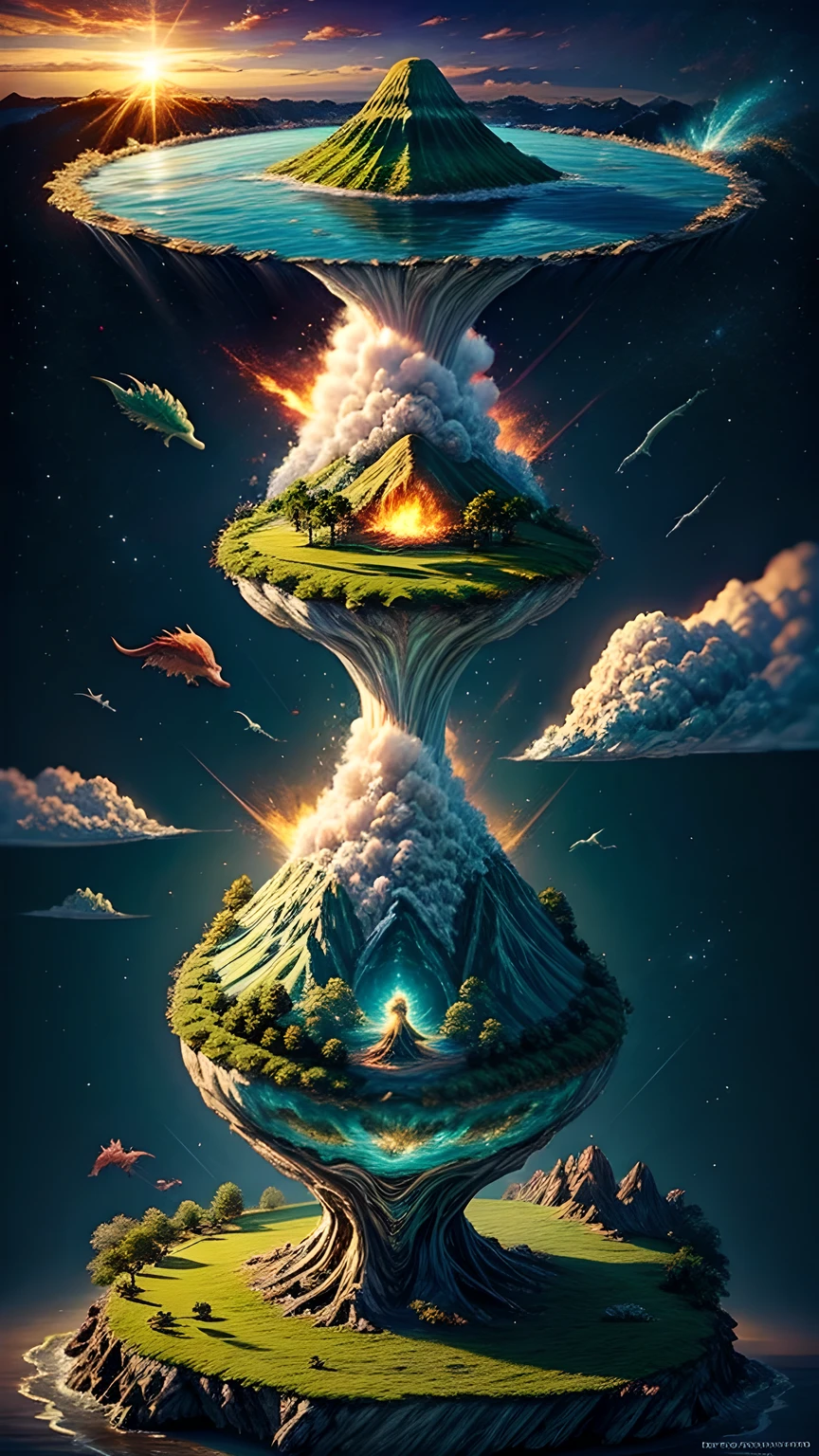 Islands in the sea,Fairy tale world,There is a dinosaur egg on the volcano,Neverland,Flying Dragon