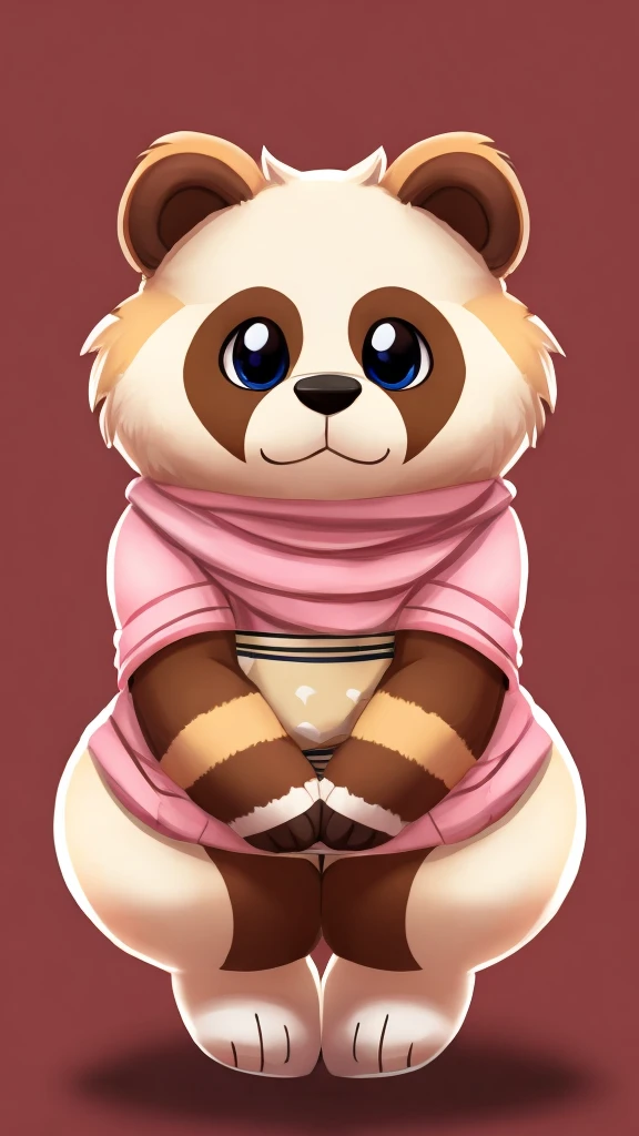 A pink,white, and cream colored tanuki fursona
