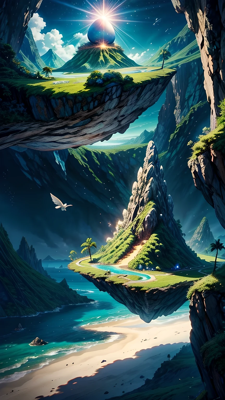 Islands in the sea,Fairy tale world,There is a dinosaur egg on the volcano,Neverland,Flying Dragon