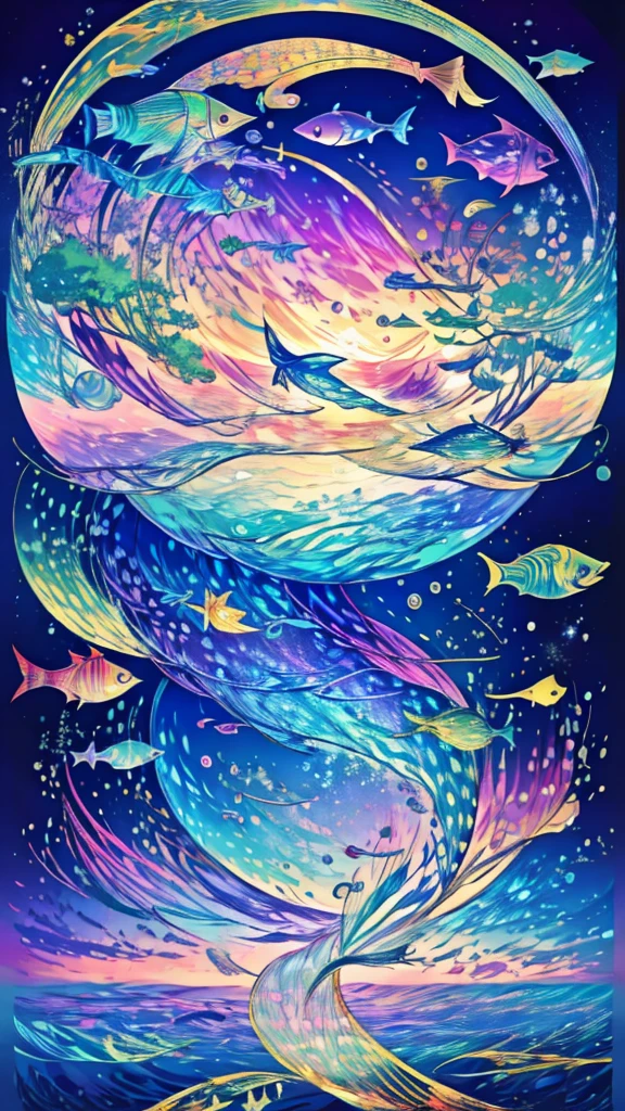 Fish swimming in the rainbow sea,colorful,Beautiful fish,Various kinds of fish、wonderful景色,Utopia,An atmosphere full of dreams and hope,masterpiece.16K, Ultra-high resolution, Ultra-high resolution, to be born,wonderful ,future、Iridescent、The world 30 years from now。Fish swimming in the rainbow sea,colorful,Beautiful fish,Various kinds of fish、wonderful景色,Utopia,An atmosphere full of dreams and hope,masterpiece.16K, Ultra-high resolution, Ultra-high resolution, to be born,wonderful ,future、Iridescent、The world 30 years from now。